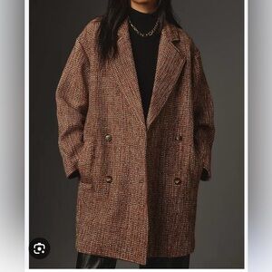 Anthropologie Pilcro Tweed Brown Cocoon Coat – Women’s Large – NWOT